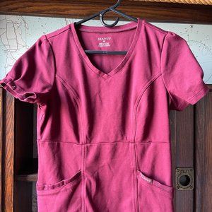 Jaanuu Women's 4-Pocket V-Neck Top Wine Medium